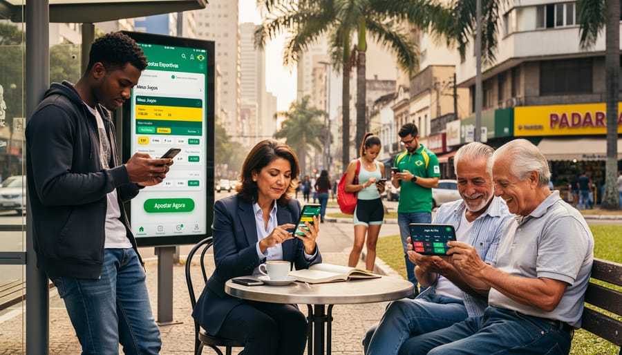 Woman using smartphone sports betting app at cafe table with coffee